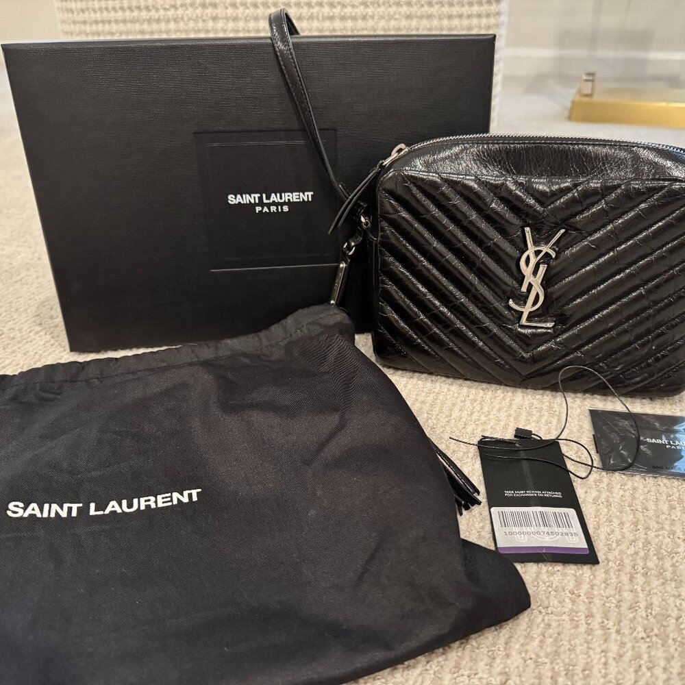 Saint Laurent (YSL) Medium Lou Crossbody Matelesse Monogram Shiny Blk - FULL SET